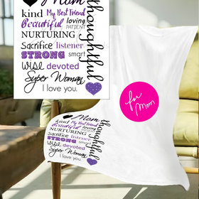 Personalized Throw Blanket with words to describe Mom, show Mom what she brings to your life