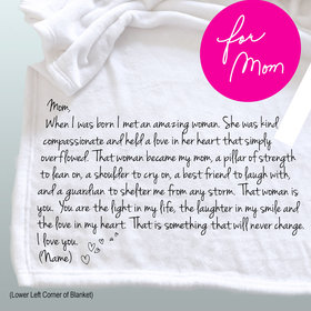 Personalized cozy throw for Mom with words to express how much you love her