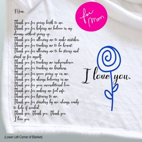 Personalized fleece blanket thank you gift for Mom including all the reasons you want to thank her