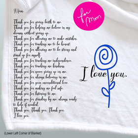 A personalized custom throw blanket for Mom, a thank you gift thanking her for all that she has done for you.
