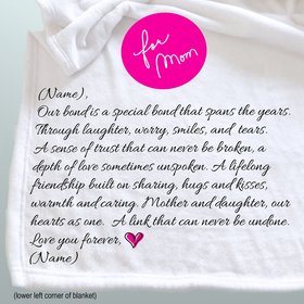 A personalized throw blanket for Mother & Daughter and the bond between them.